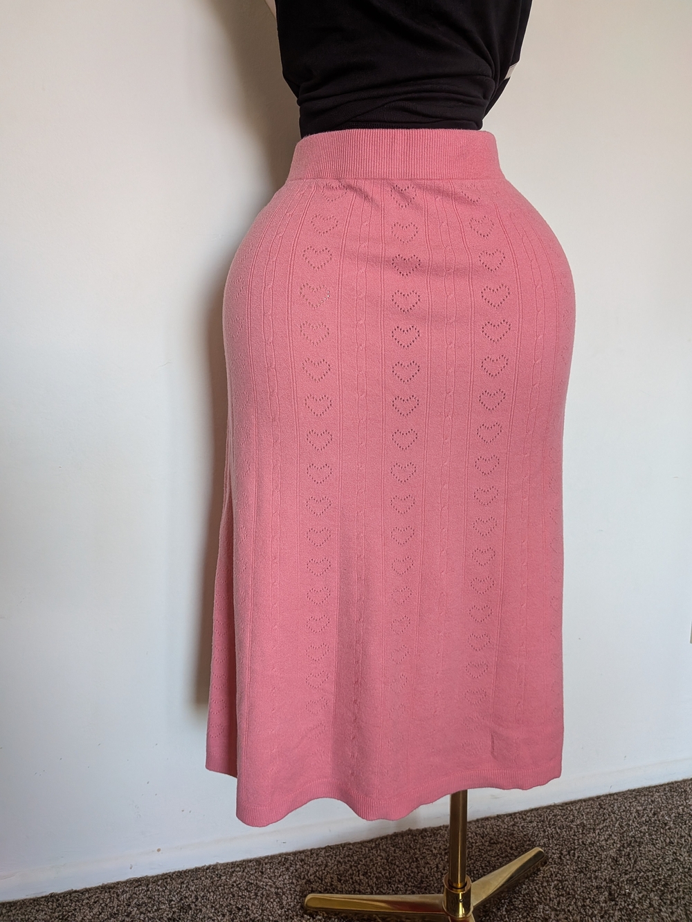 NWT Target A New Day Pink Pointelle Heart Sweater Skirt Midi L